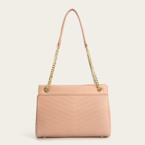 شنطة نسائية جلد بلون وردي