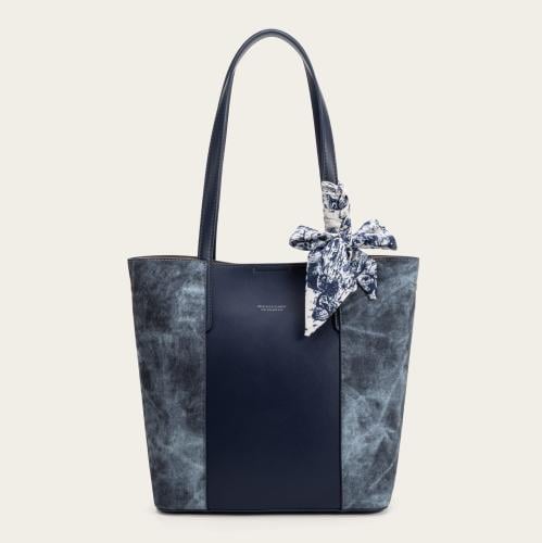 شنطة جلد أزرق