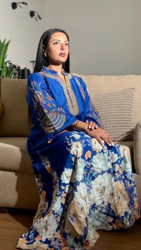 Women's Jalabiya blue color - Dar Al-Jawhara