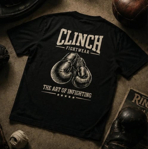 تيشيرت أوفرسايز أسود قطني مطبوع - CLINCH