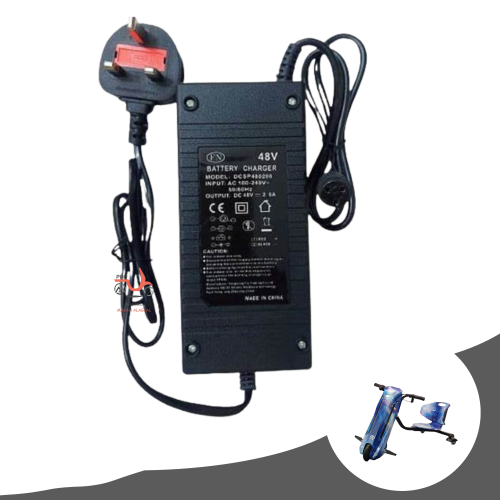 شاحن سكوتر درفت كهربائي 48 فولت مدخل كبير