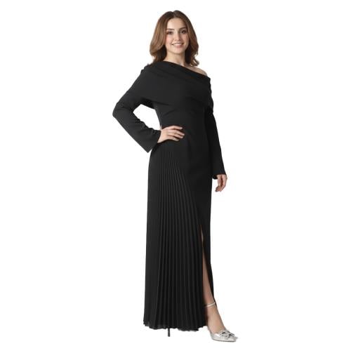 Evening black occasion dress with very elegant and...