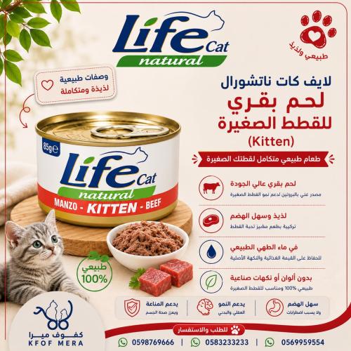 لايف كات طعام كتن لحم 85جم