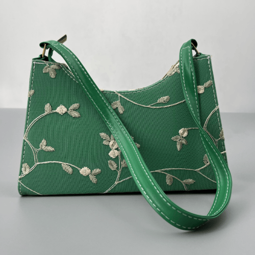 حقيبة كتف مطرزة بالزهور من الدانتيل للنساء