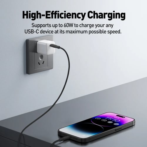 SLIP60-60W USB-C to C cable with lightning connect...