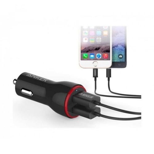 شاحن سيارة مدخلين أسود Anker powerdrive 2