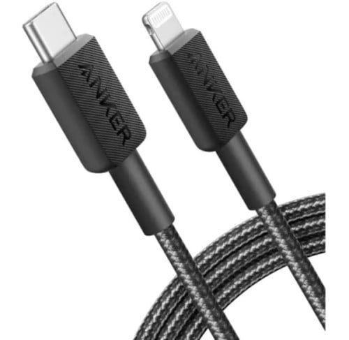 كيبل انكر قماش أسود anker 322 usb-c to lightining...