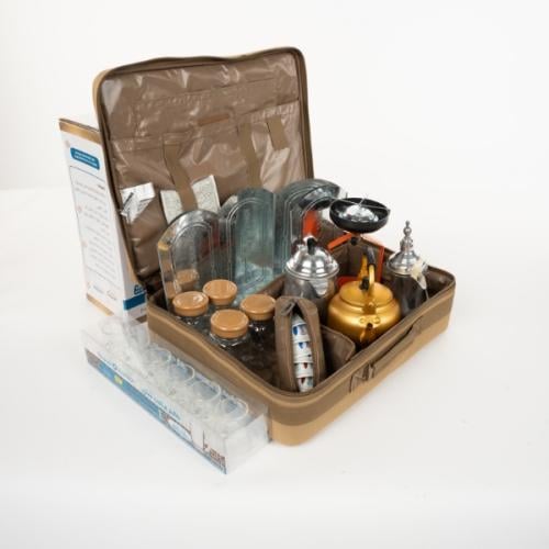 شنطة شاي وقهوة الصمان كاملة 16 قطعة، جميع محتوياتك...