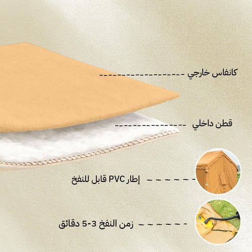 خيمة هوائية قماش قطني 4×4م، مقاومة عالية للرياح وا...