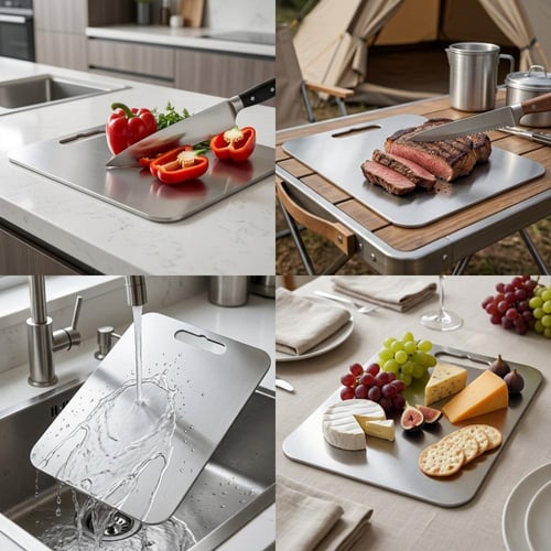 لوح تقطيع اللحم استيل 24×35 سم سماكة 1.3 سم، سهل ا...