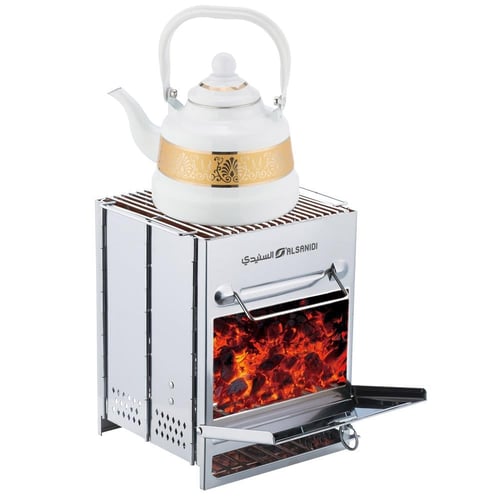 مشعل الفحم والحطب ستانلس ستيل مع جراب 21*21*27 سم-...