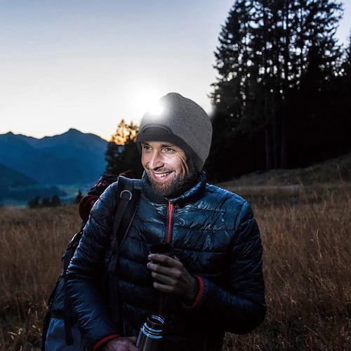 قبعة الشتاء مع لمبة- تدفئة الرأس، إضاءة قوية للرؤي...