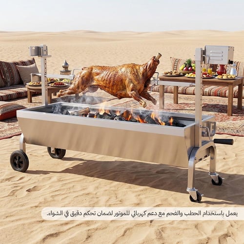 شواية خروف كهربائية على الفحم 46×123×83 سم، تحكم ك...