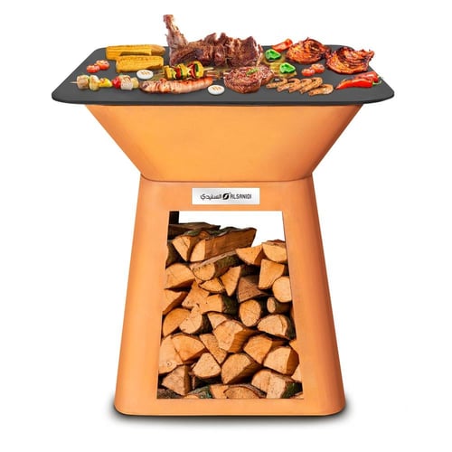 موقد حطب وشواء حديد كورتون 80* 80* 90 سم- متانة عا...