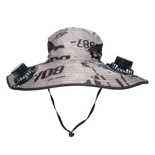 SNTR-0323C Camouflage Polyester Hat with Dual Solar Fans for Enhanced Cooling