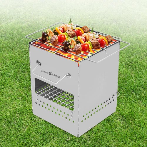 مشعل الفحم والحطب ستانلس ستيل مع جراب 30* 30* 35 س...