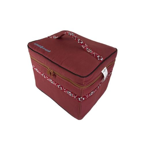شنطة روفا قطنية مبطنة خمري صغيرة مقاس 25×30×24سم للسفر والأغراض