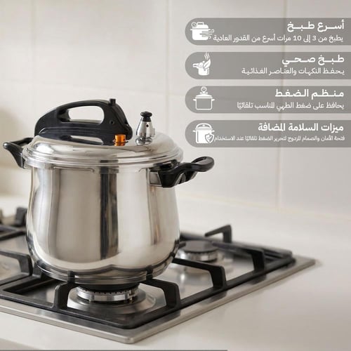 قدر ضغط ستانلس ستيل عالي الجودة المطور 5 لتر، يحاف...