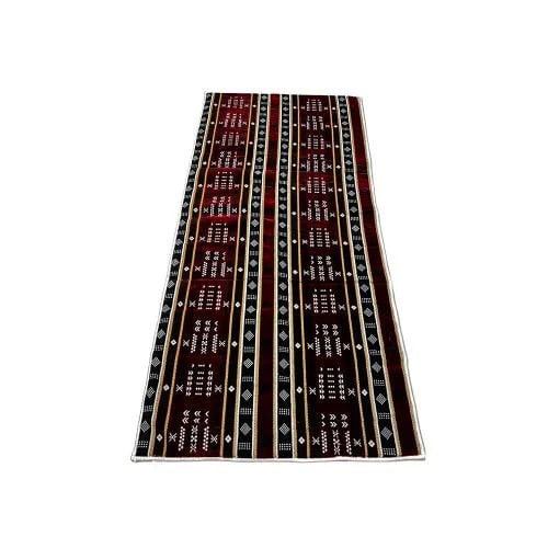 Velvet Floor Mat with Pattern 69, Red, Padded for Comfort