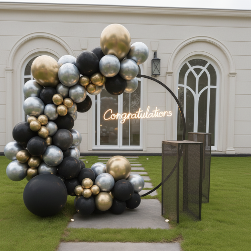 باقة تنسيق حفلة التخرج ثيم فخم أسود | بارتي بايرتس