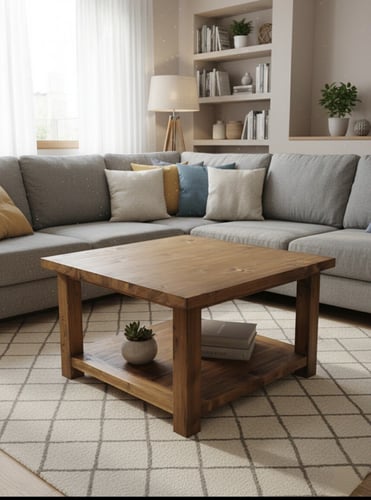 طاولة قهوة مربعة - طابع ريفي فاخر.