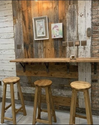 رف "كافيه الزاوية" الريفي - خشب طبيعي