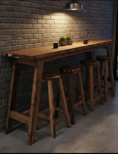 طقم "كاونتر الأناقة" - طاولة بار مع 4 كراسي خشب طب...
