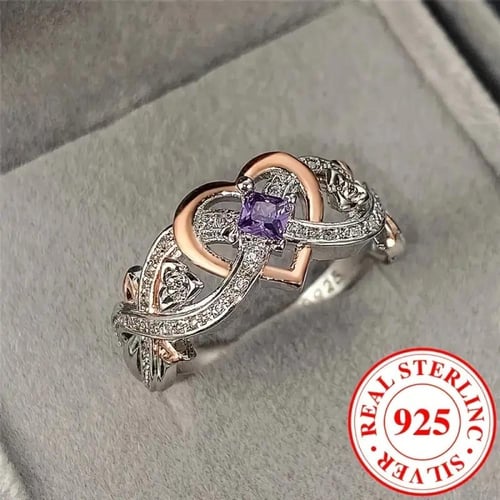 خاتم أنيق على شكل قلب لا نهائي من فضة عيار 925