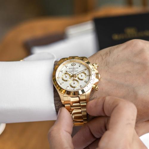 53 ساعة دهنج كرونوغراف ذهبي × أبيض