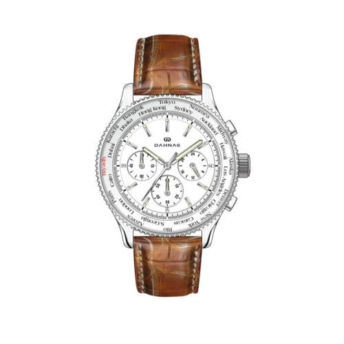 ساعة دهنج World Time Chronograph بني 63