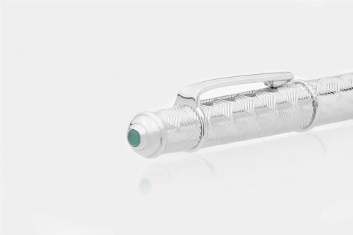 قلم دهنج فضي مزخرف بحجر تفاحي 81