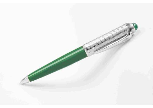 قلم آر دو دهنج فضي و أخضر بحجر أخضر 105