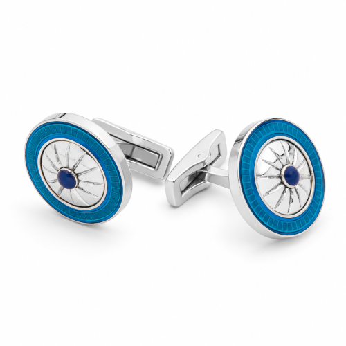 Silver and blue cufflinks 1766
