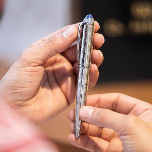 قلم آر دو دهنج D فضي ليزر أزرق 140