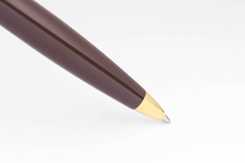 قلم دهنج بني و ذهبي مع حجر أزرق 73