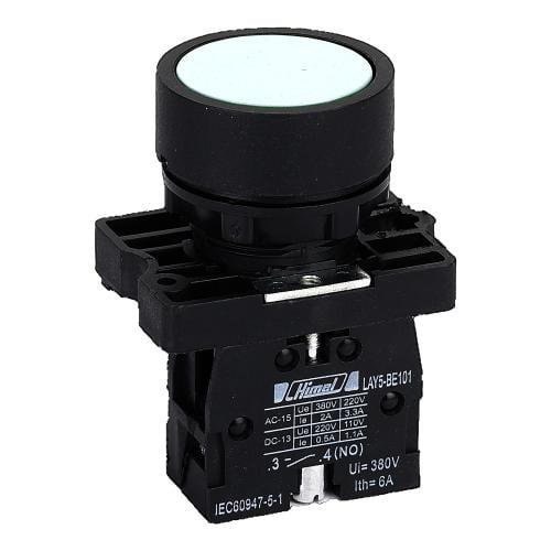HLAY5EA15-Push Button HLAY5 Plastic White NO+NC