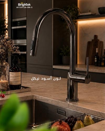 خلاط مطبخ برايتك سنستيل 304s لون اسود نيكل - 15912...