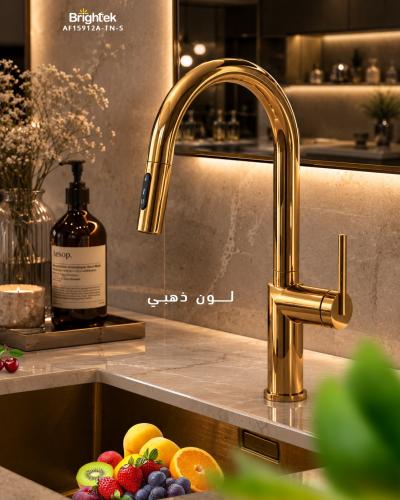 خلاط مطبخ برايتك سنستيل 304s لون ذهبي - 15912A-TN-...