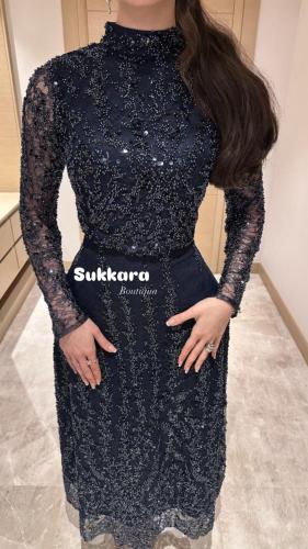 فستان كحلي قطعتين