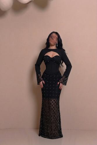فستان اسود تل