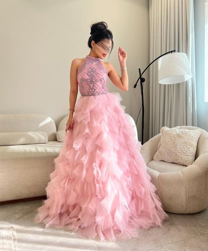 فستان سهره بطبقات من التل