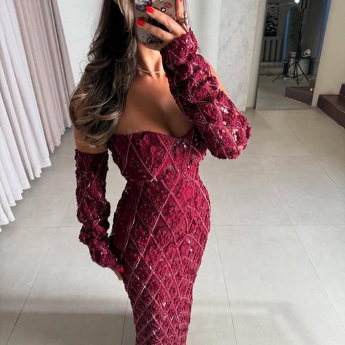 فستان سهره برغندي انيق