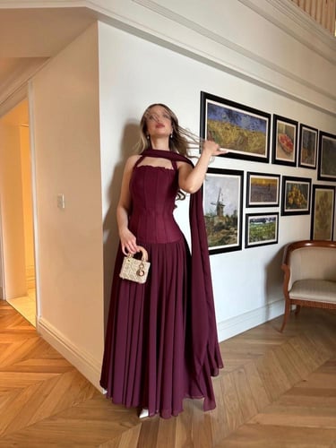 فستان برغندي انيق