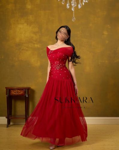 فستان تا احمر ناعم