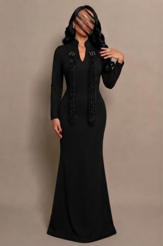 فستان اسود باكمام