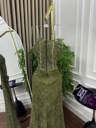 فستان زيتي انيق