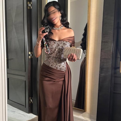 فستان بني انيق