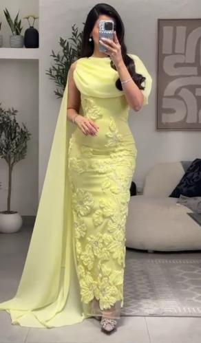 فستان سهره ليموني ناعم