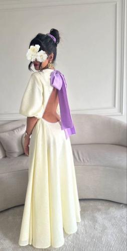 فستان كتان بفتحه ظهر