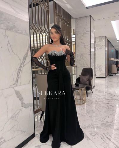 فستان سهره اسود مرصع